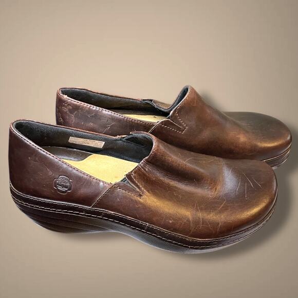 Women's 10 TIMBERLAND PRO Renova Slip Resistant Slip-On Brown Leather Clogs EUC - Picture 7 of 14
